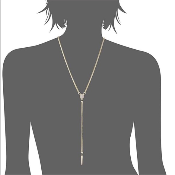 Kendra Scott Starla Long Y Necklace Drusy & Gold - Picture 2 of 8